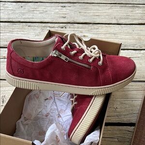 Born red suede Sneakers with Zipper